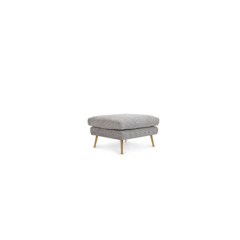 Grey Textured Weave Ottoman with Gold Legs