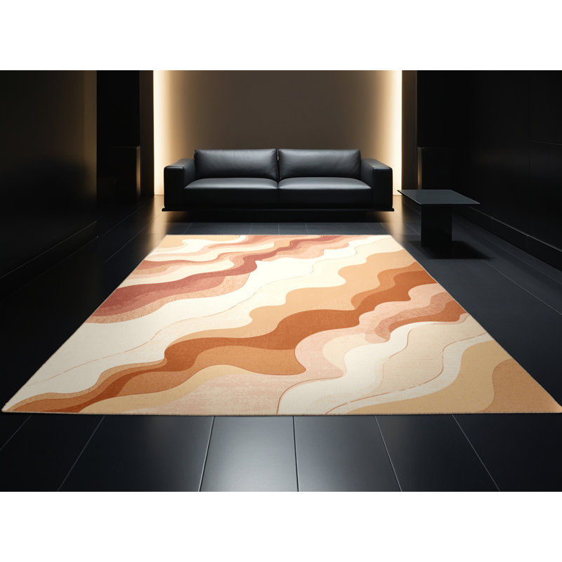 Machine Washable Easton Cotton Candy Modern Rug in Beige – Beige Binding, 2x3