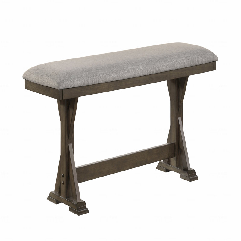 1-Piece Rustic Upholstered Design Counter Height Dining Room Use Bench Rich Wood Finish Wooden