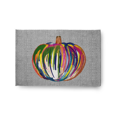 Tapis en chenille coloré à motif citrouille d'automne CRHGN717GY1