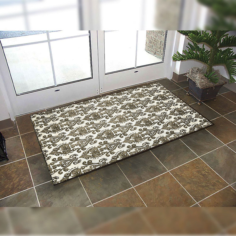 Tapis abstrait vert / beige Trieu, Rectangle 8 pi x 10 pi