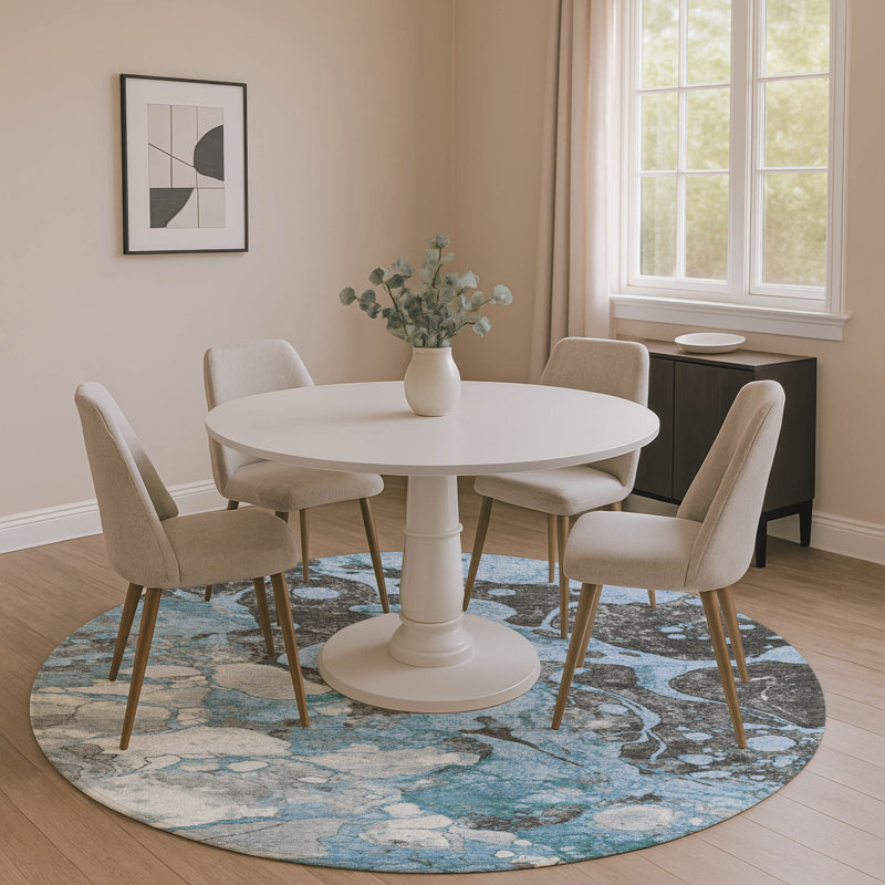 Premium Machine Washable Brashear AMF1909 Abstract Rug, Round 8'