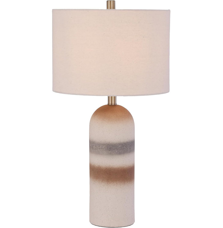 Lampe de table en céramique 27 po avec abat-jour en lin Sahara pour chambres à coucher, salons, vestibules, bureaux
