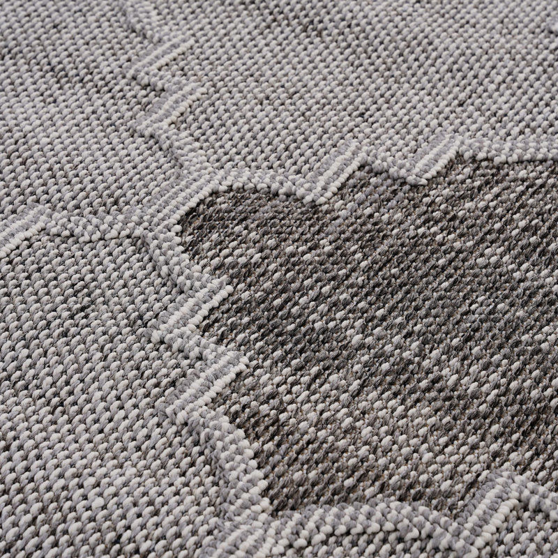 4x6 Trellis Area Rug Loom & White/grey - Stain , Non-shedding, Shiny Fade