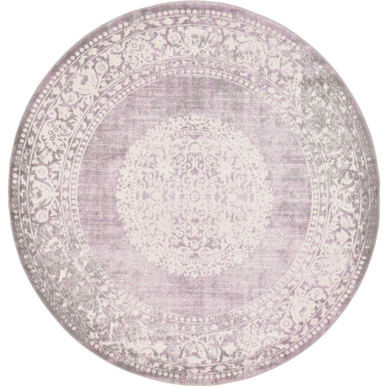Tapis oriental Malynn, Rond 4 pi, Mauve / beige