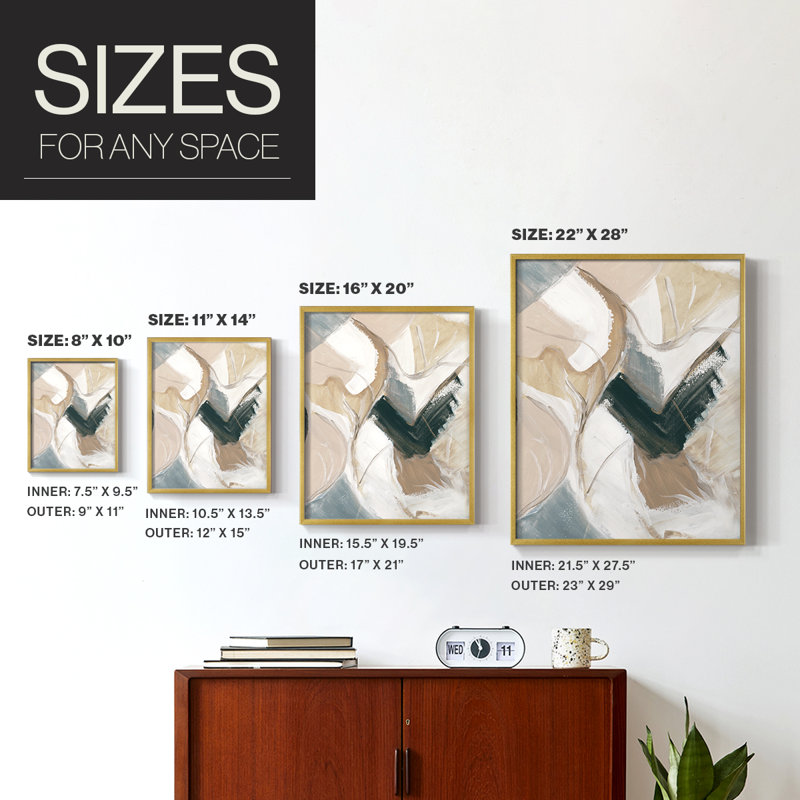 Marble Lines II Framed Print - Solid Wood, Gold, 20" H x 16" W