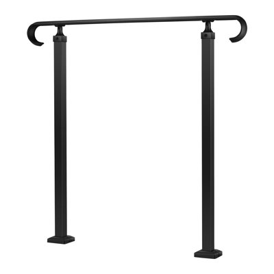 Transitional Stair Handrail 2-3 Steps Carbon Steel 1 Piece Matte Black w/ Install Kit
