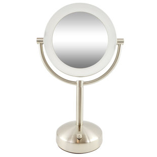 Miroir de table chromé à double face éclairé 1X / 10X