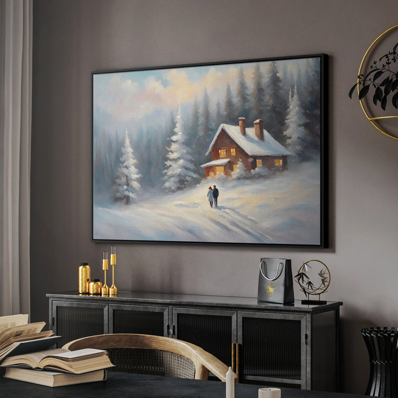Paysage rétro CLCLXXIV, Toile avec cadre flottant noir, H 27 po x l 41 po x P 2 po