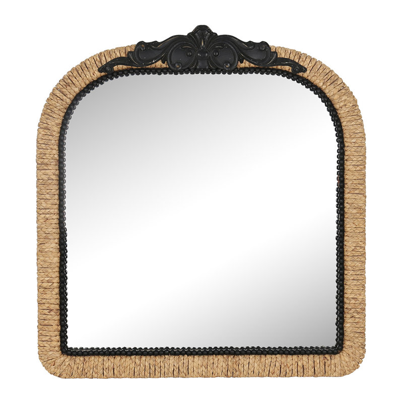 Amunet Wide Arch Rattan Frame Wood Wall Mirror