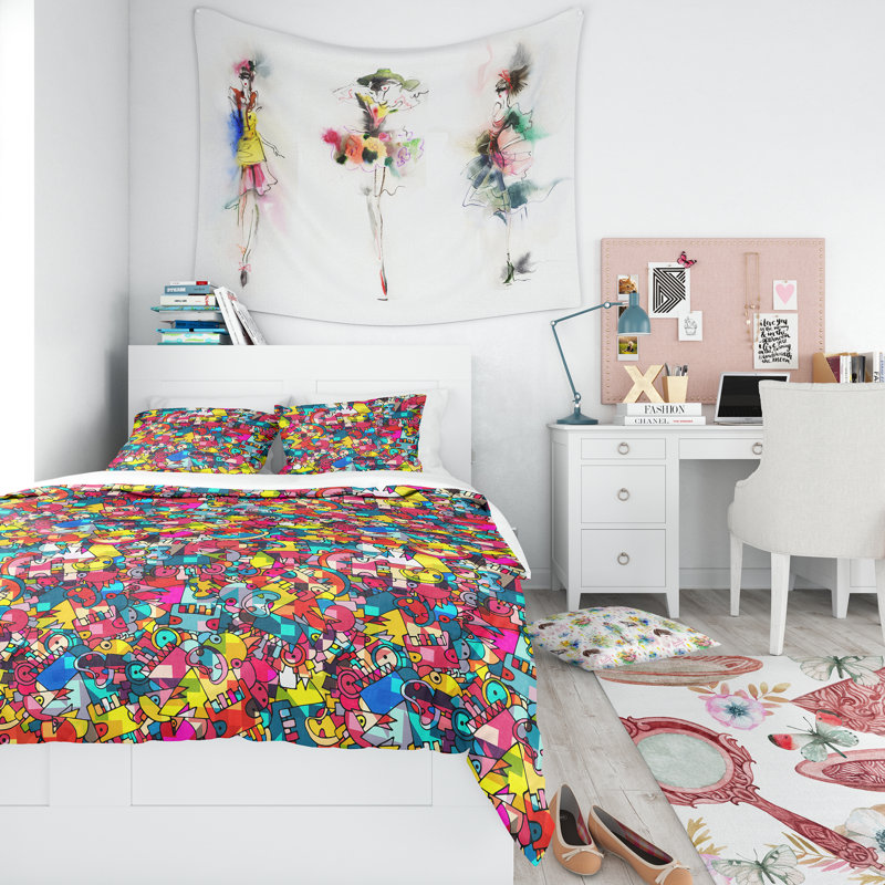 Ensemble de housse de couette adolescent, Housse simple + 1 taie décorative