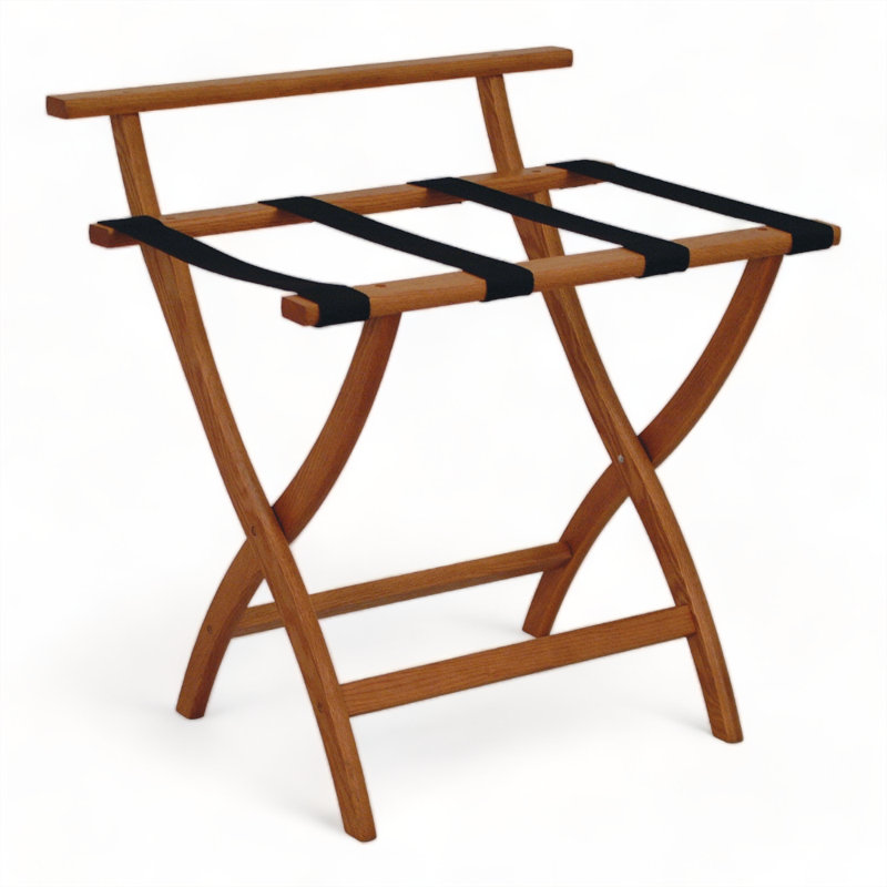Porte-bagage en bois, Noir, Chêne médium