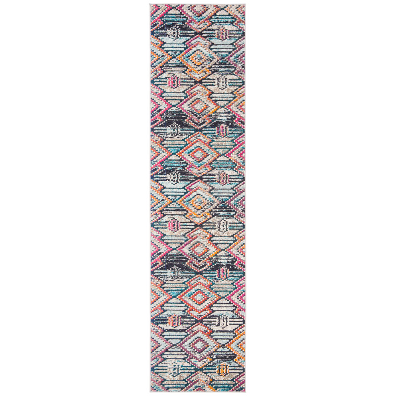 Felty Southwestern Orange/Pink/Blue Area Rug, Runner 2'2" x 12'