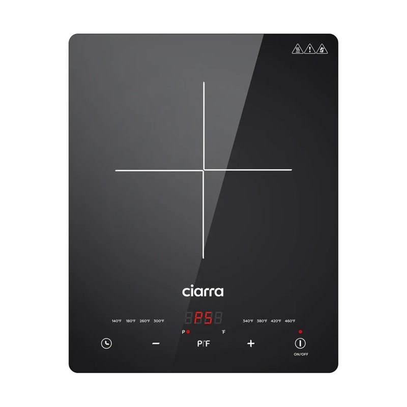 Ciarra Black Glass Portable Induction Cooktop with Touch Control
