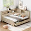 Lit de jour en bois avec tablettes de rangement et 3 tiroirs-903392340