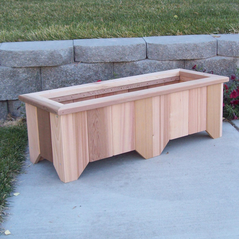Cainsville Handmade Wood Planter Box, Unstained, 13" H x 39" W x 15" D