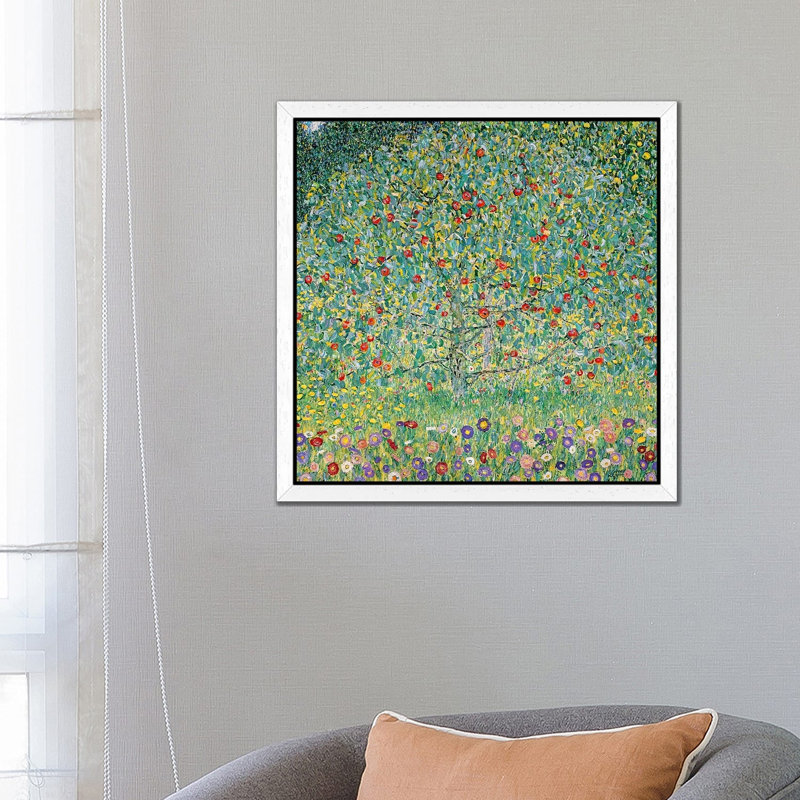 Apple Tree (Apfelbaum), 1912 by Gustav Klimt - Floater Frame Painting on Canvas, 66.04 cm H x 66.04 cm W, White Framed