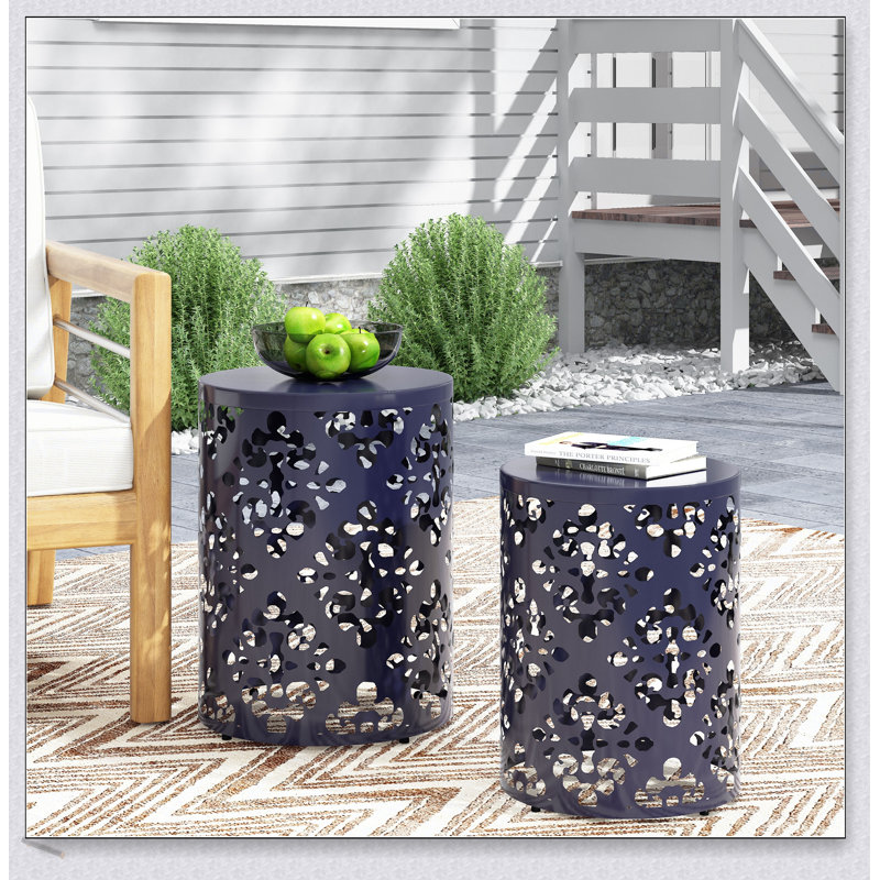 Modern Metal Side Table Set With Durable Powder-Coated Iron And Elegant Intricate Design, Perfect For Versatile Home Use