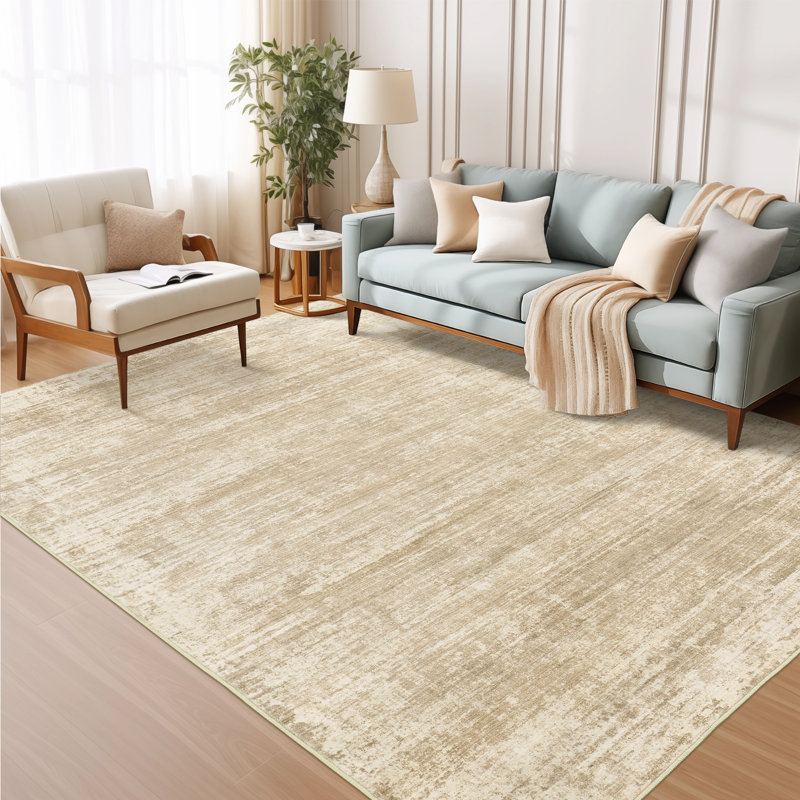 Distressed Abstract Non Slip Washable Area Rug(4'X6', Brown), Rectangle 4' x 6'