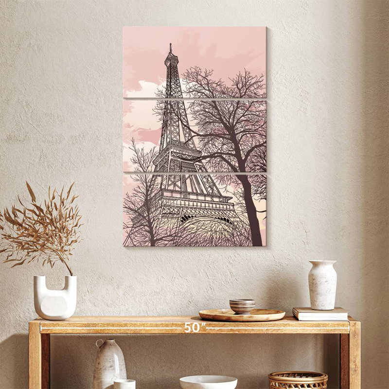 Tour Eiffel Nicci, ciel rose, H 38 po x l 24 po