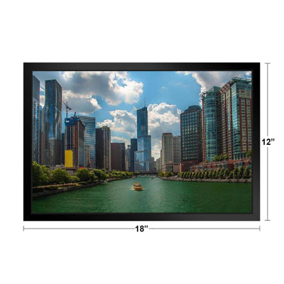 Chicago Illinois Skyline Lake Michigan Photo Photograph Black Wood Framed Art Poster 20X14 -  Latitude RunÂ®, F2F36EF6CDEF4AD18AC8898DA9740121