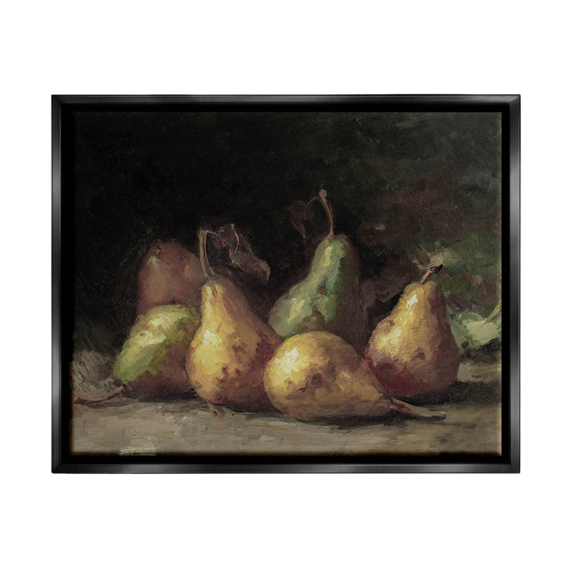 «Classic Pears Still Life», art mural encadré flottant noir avec lettres et doublures, H 17 po x l 21 po x P 1,7 po