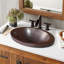 Hibiscus Antique Copper Metal Oval Drop-In Bathroom Sink-1723943822