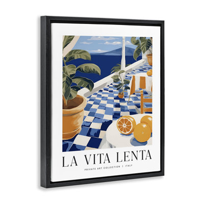 Classic Italian Summer Sea  Framed Floater Canvas Wall Art, design by Lettered and Lined