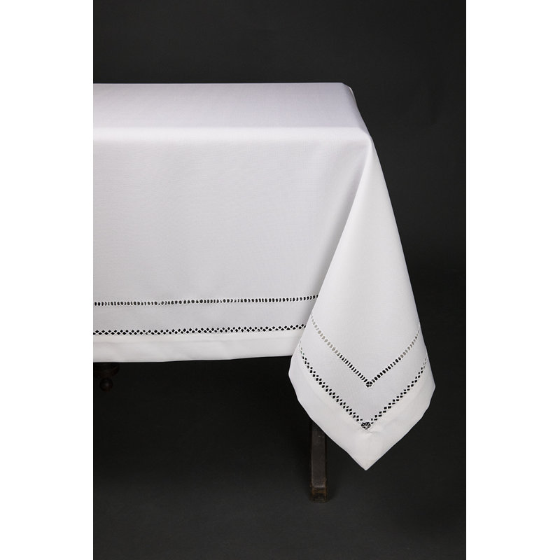 Goudy Tablecloth, White, 108" L x 65" W