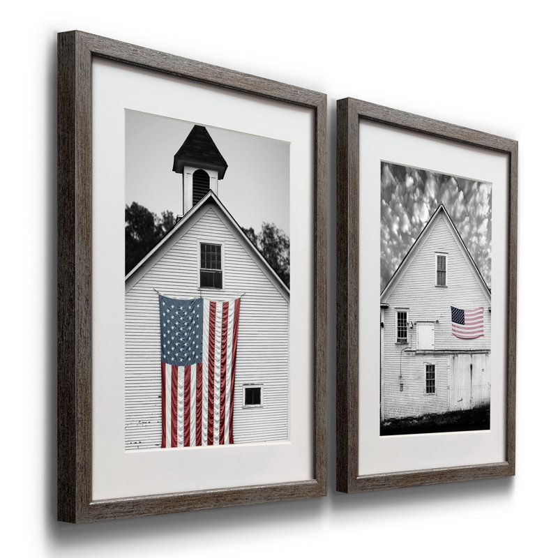 «Flags Of Our Farmers XVII», ensemble de 2, art mural mat et encadré sous verre acrylique
