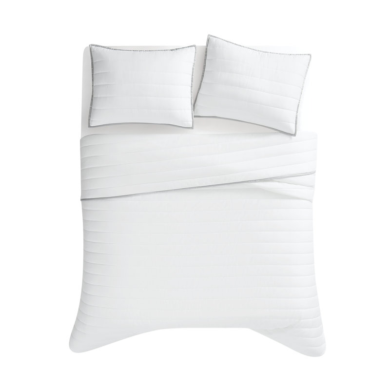 Christian Siriano NY® Cotton Sateen 3 Piece Quilt Set, White, Twin XL Quilt + 1 Standard Sham