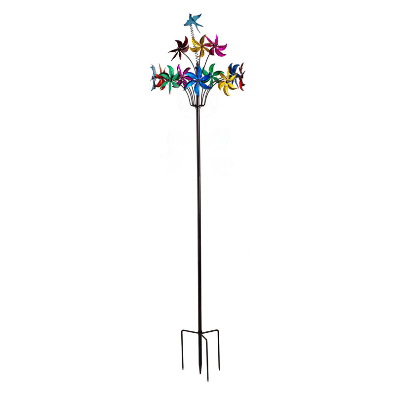 Girouette en métal, fleurs colorées tourbillonnantes, H 91 po