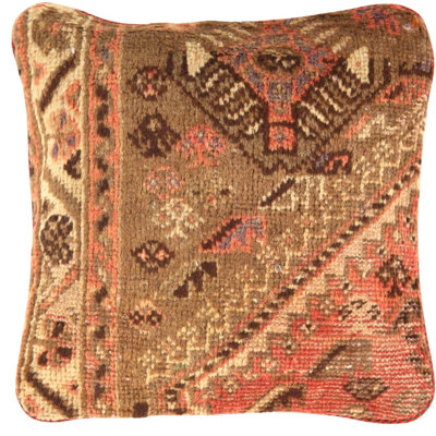 Coussin-tapis Farahan vintage noué à la main, 50 cm