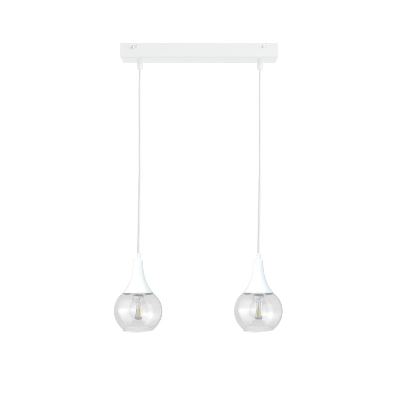 Olin - Light Clear Black Kitchen Island Pendant, 29cm H x 50cm W x 50cm D, 2, Clear White