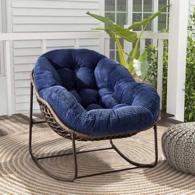 Berendien Outdoor Rocking Chair,Patio Oversized Rattan Egg Rocking Chair, Indoor Padded Rock Chair by Dakota Fields