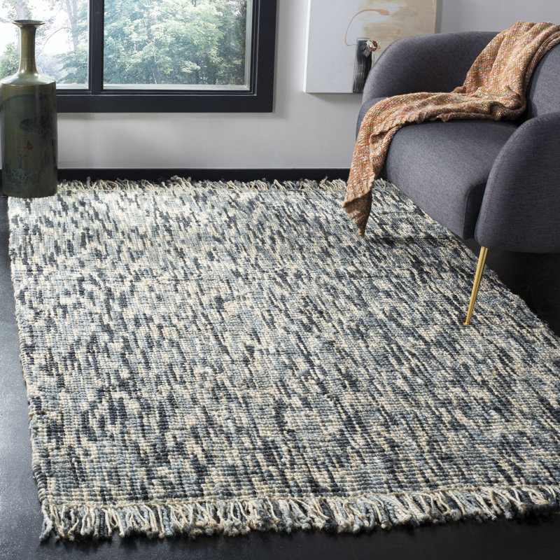 Natural Fiber Hand Woven Jute Striped Rug, Rectangle 5' x 8'