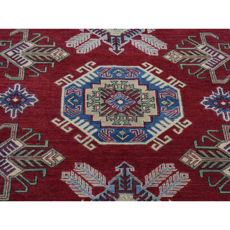 Tapis Kazak de 5 pi 3 po x 7 pi 1 po en laine pure noué à la main afghane Daki