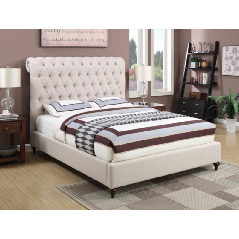 Lit-bateau tapissier Wightman, Beige rayonne, Double