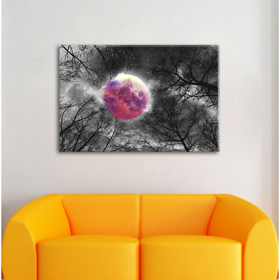 Leinwandbild Bunte Sternennacht mit Vollmond