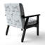 Fauteuil d'appoint en velours blanc et bleu à motif rayé