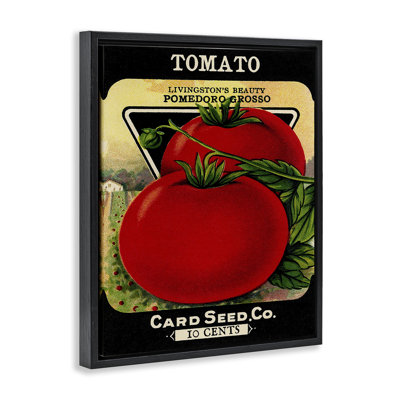 Vintage Gardening Tomato Framed Floater Canvas Wall Art, design by Lil' Rue