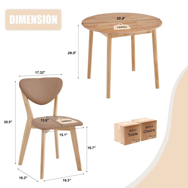 5 -Person Solid Wood Dining Set, Brown