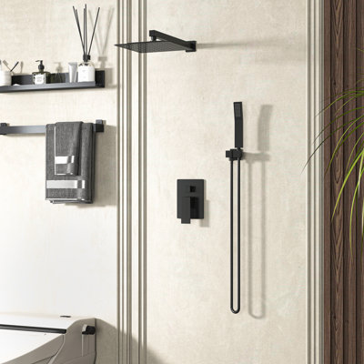 12 Inch High Pressure Rain Shower Head Combo with Extension Arm,Adjustable Handheld Dual Shower Head 1.8 GPM