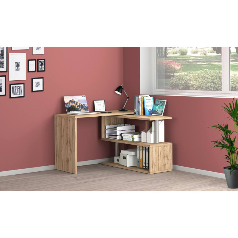 Casmer L-Shaped Writing Desk, Oak