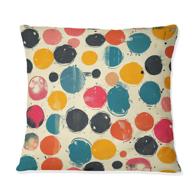 Green Yellow Modern Poka Dot Print - Modern Throw Pillow