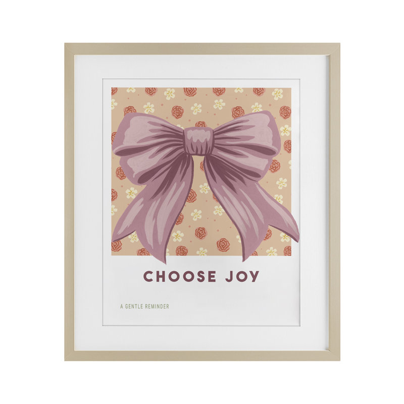 «Select Joy Bow» avec imprimé floral encadré sous verre, design par Courtney Haley, H 21 po x l 17 po