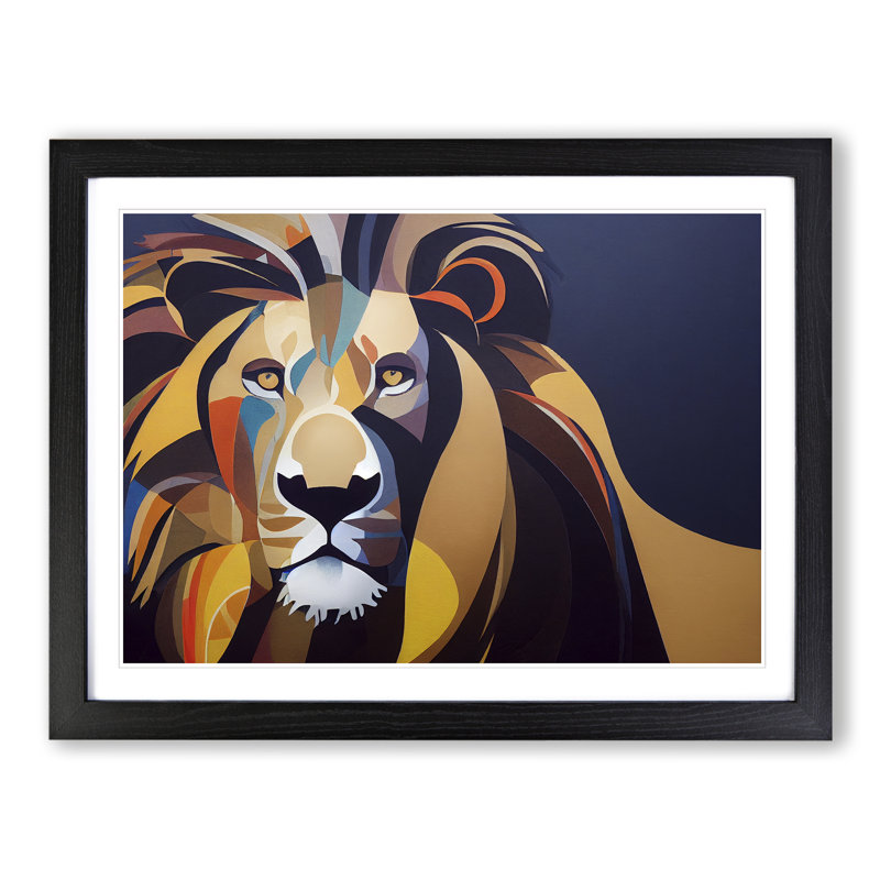 Intense Lion - Framed Print, Black, 46cm H x 64cm W x 2cm D