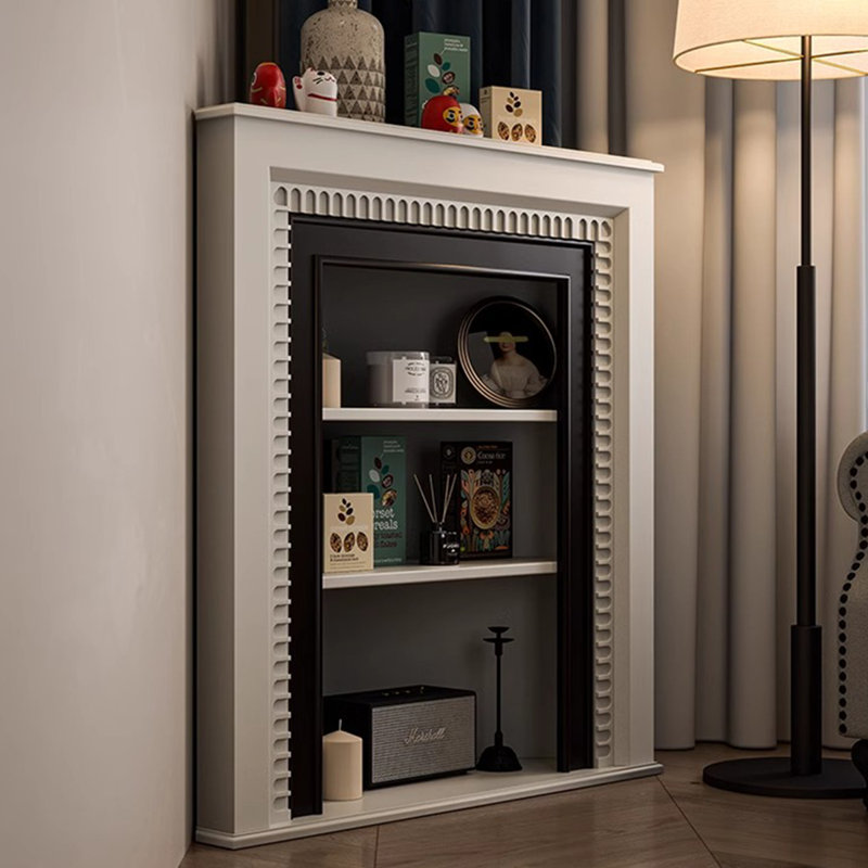 Foyer autoportant en bois massif beige, Beige