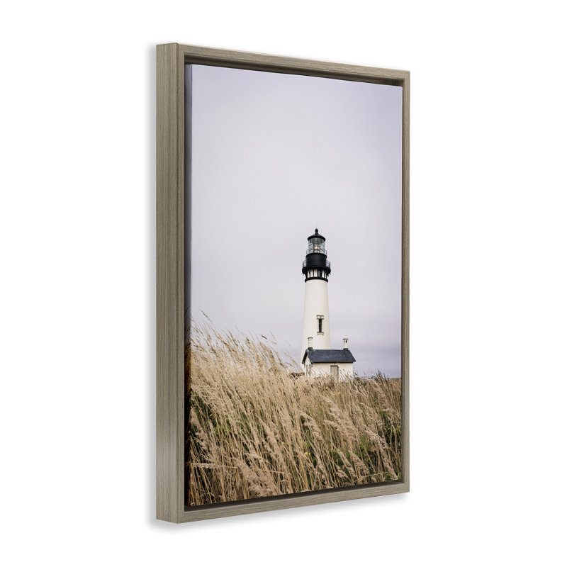 Toile flottante encadrée Peaceful L Phare, Cadre flottant orme Montalcino, H 31 po x l 21 po