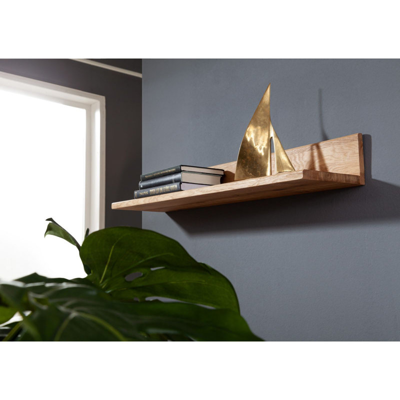 Frankfurt Oak Solid Wood Floating Shelf, 12cm H x 81cm W x 20cm D